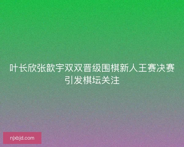 叶长欣张歆宇双双晋级围棋新人王赛决赛引发棋坛关注 叶长欣张歆宇双双晋级围棋新人王赛决赛引发棋坛关注