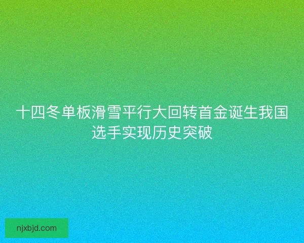 十四冬单板滑雪平行大回转首金诞生我国选手实现历史突破